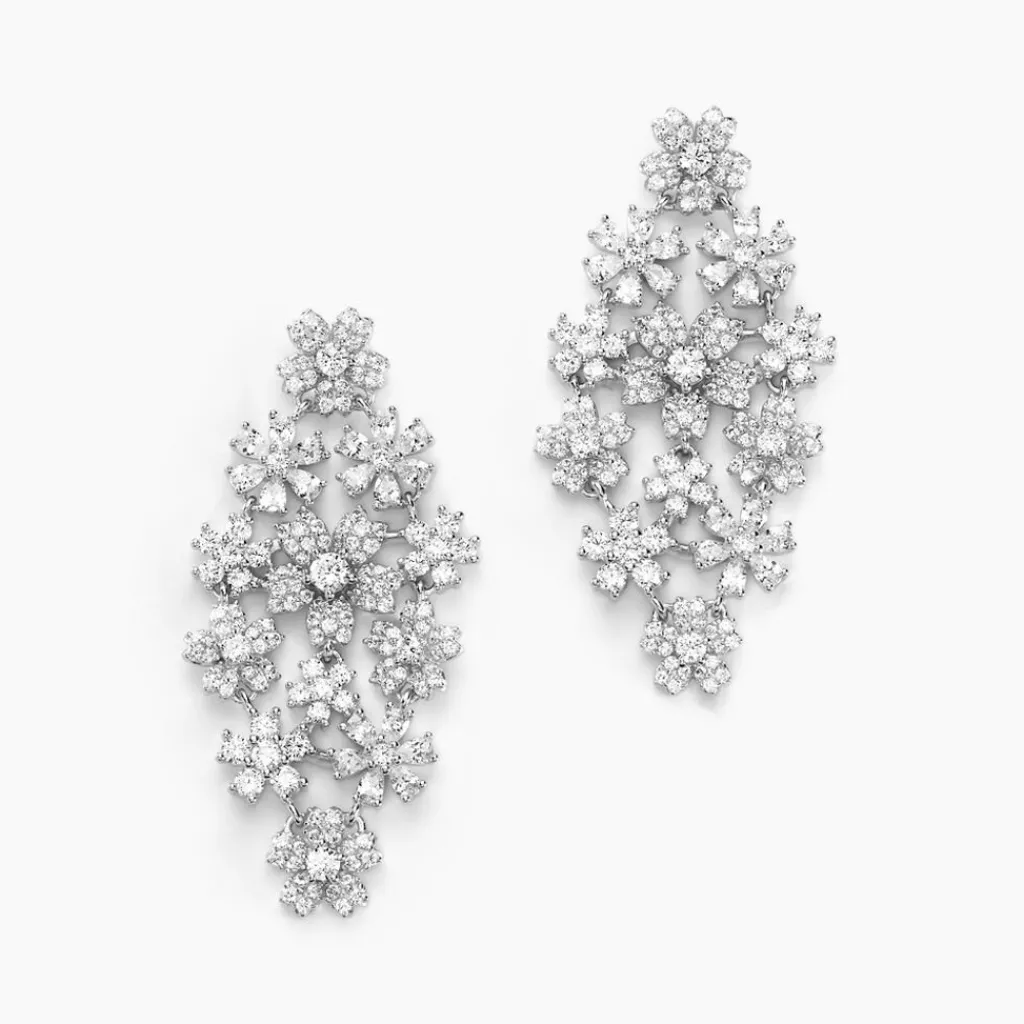 Histoire d'Or Boucles D'oreilles Pendantes Midnight Flower Argent Blanc Oxyde