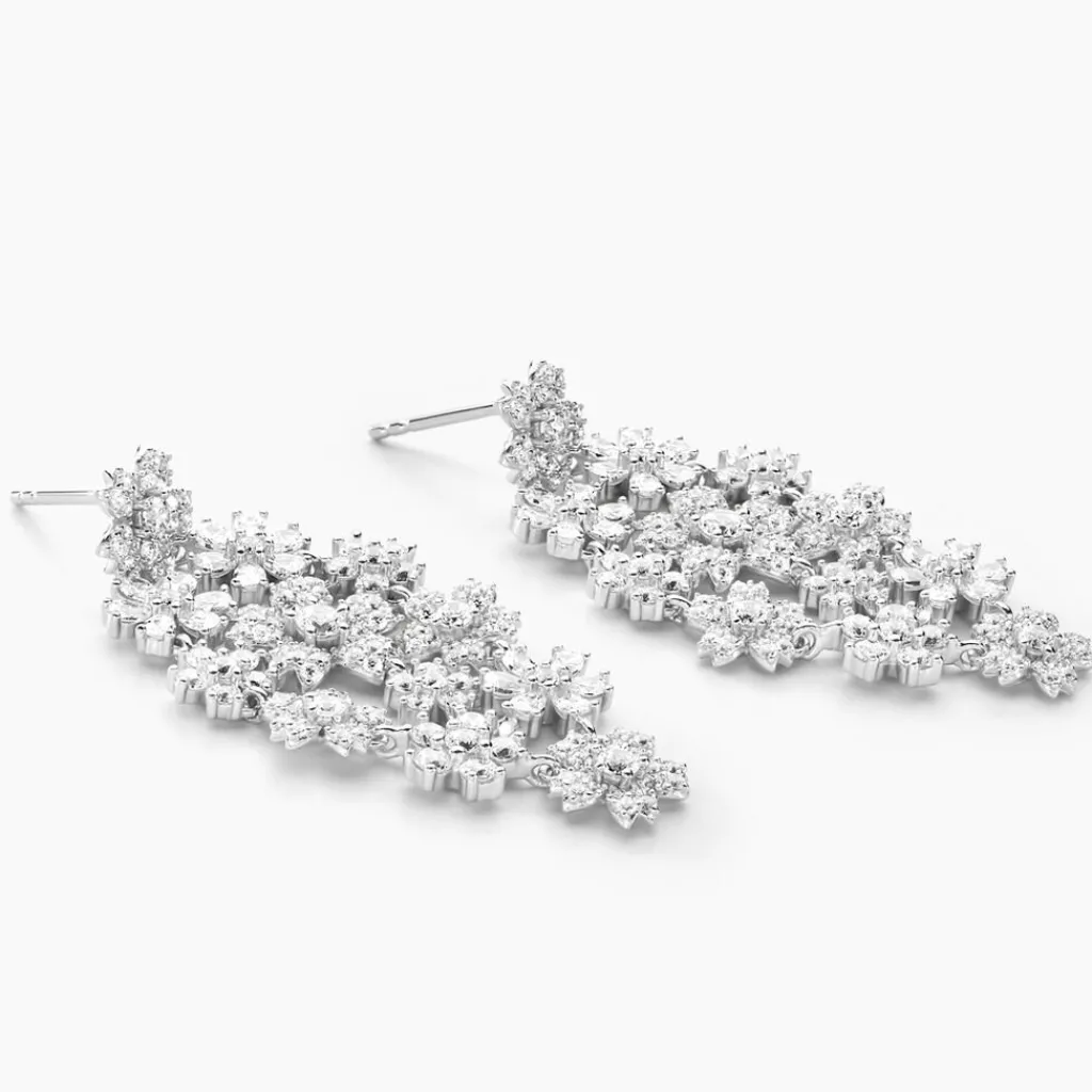 Histoire d'Or Boucles D'oreilles Pendantes Midnight Flower Argent Blanc Oxyde