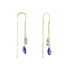 Histoire d'Or Boucles D'oreilles Pendantes Terence Or Jaune Amethyste Best