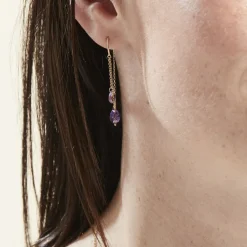 Histoire d'Or Boucles D'oreilles Pendantes Terence Or Jaune Amethyste Best