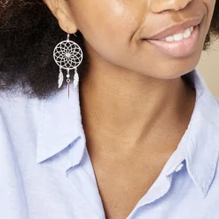 Histoire d'Or Boucles D'oreilles Pendantes Misalie Argent Blanc New