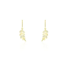 Histoire d'Or Boucles D'oreilles Pendantes Or Jaune Nahia Oxydes De Zirconium New