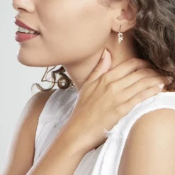 Histoire d'Or Boucles D'oreilles Pendantes Or Jaune Nahia Oxydes De Zirconium New