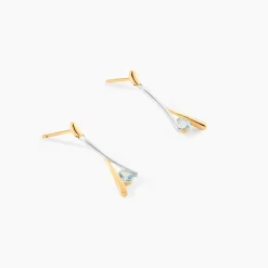 Histoire d'Or Boucles D'oreilles Pendantes Formev Or Bicolore Oxyde De Zirconium New