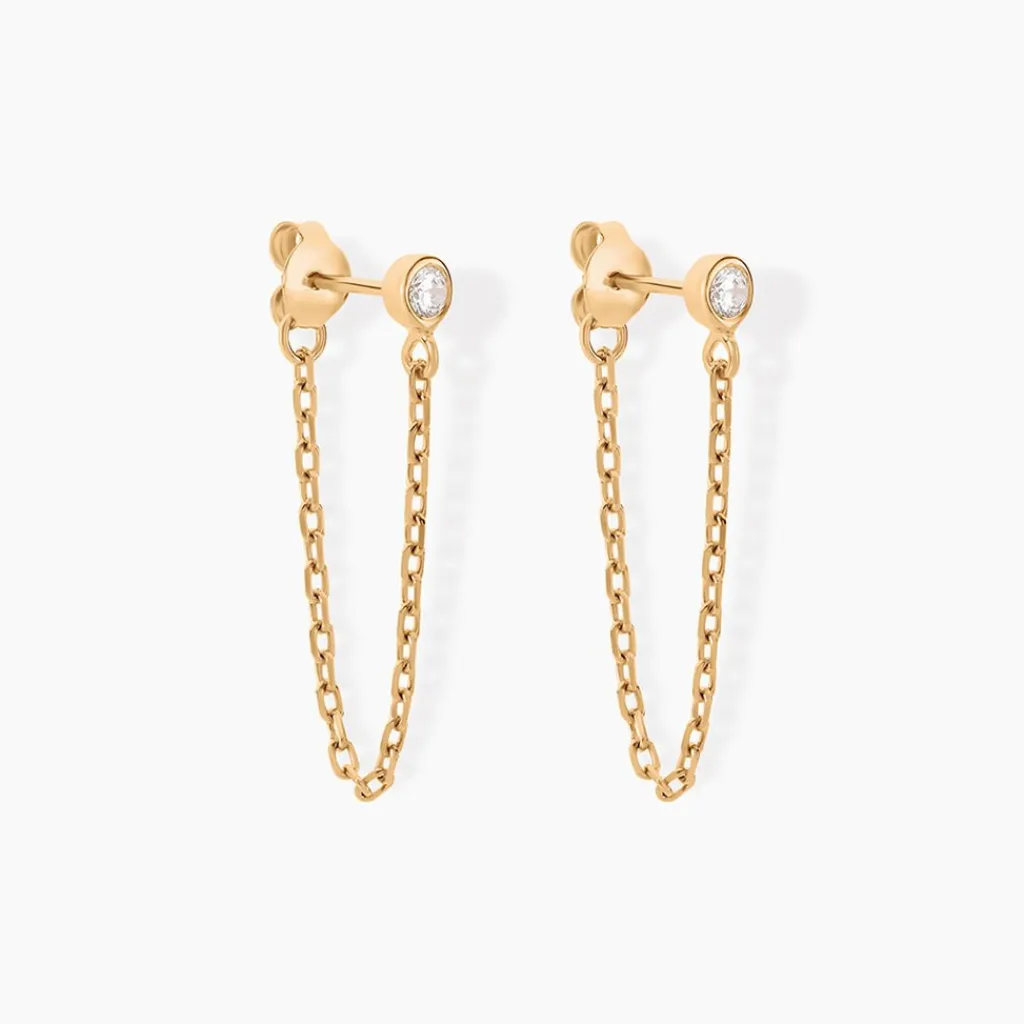 Histoire d'Or Boucles D'oreilles Pendantes Plaqué Or Lienard Oxydes De Zirconium Sale