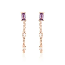 Histoire d'Or Boucles D'oreilles Pendantes Purple Mood Argent Rose Oxydes