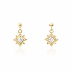 Histoire d'Or Boucles D'oreilles Pendantes Bobbie Plaqué Or Jaune Oxyde De Zirconium Discount