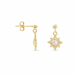 Histoire d'Or Boucles D'oreilles Pendantes Bobbie Plaqué Or Jaune Oxyde De Zirconium Discount