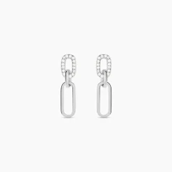 Histoire d'Or Boucles D'oreilles Pendantes Trait D'union Argent Blanc Oxyde