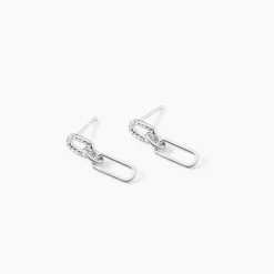 Histoire d'Or Boucles D'oreilles Pendantes Trait D'union Argent Blanc Oxyde