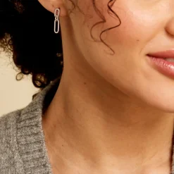 Histoire d'Or Boucles D'oreilles Pendantes Trait D'union Argent Blanc Oxyde