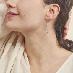 Histoire d'Or Boucles D'oreilles Pendantes Flat Argent Blanc Outlet