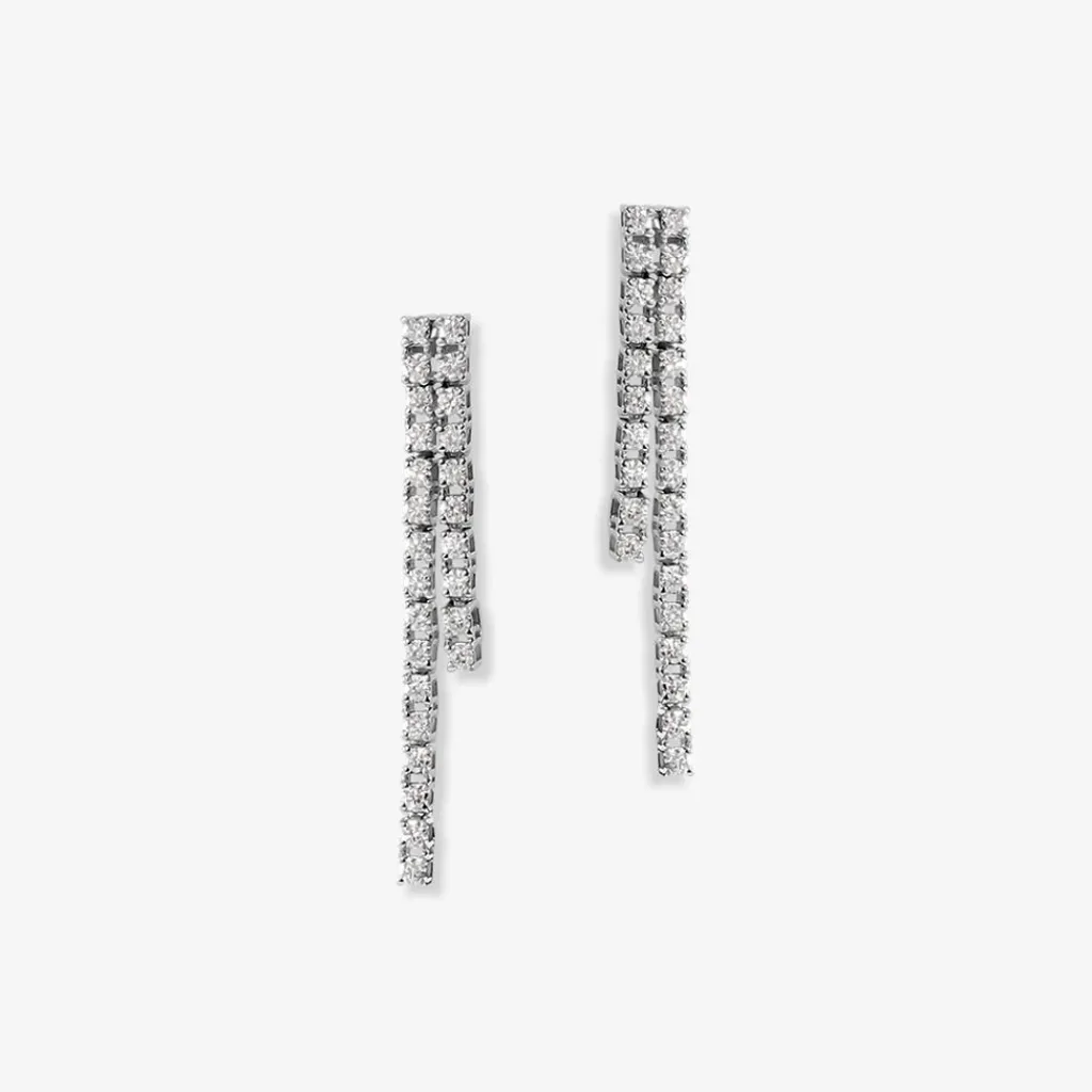 Histoire d'Or Boucles D'oreilles Pendantes River Or Blanc Diamant Best