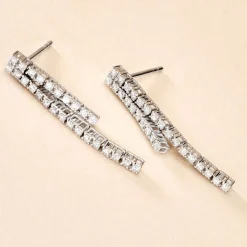 Histoire d'Or Boucles D'oreilles Pendantes River Or Blanc Diamant Best