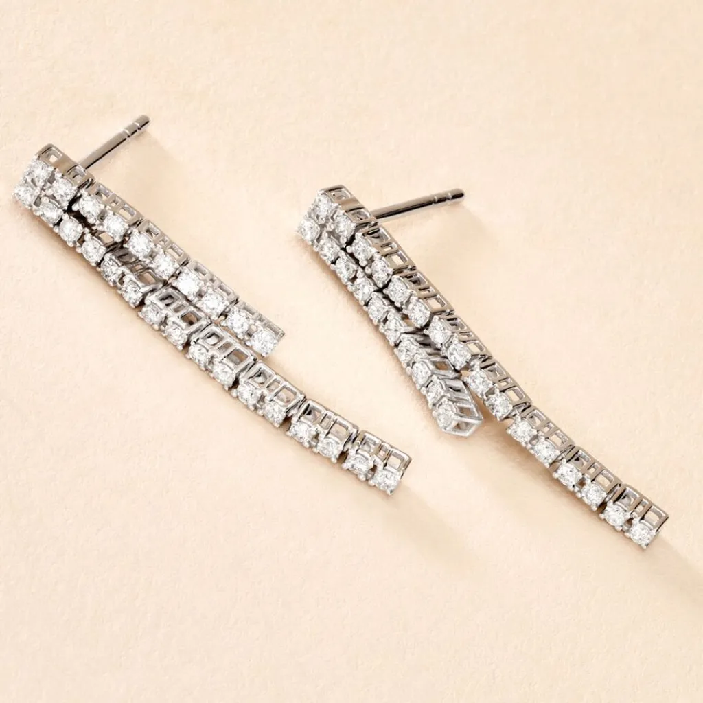 Histoire d'Or Boucles D'oreilles Pendantes River Or Blanc Diamant Best