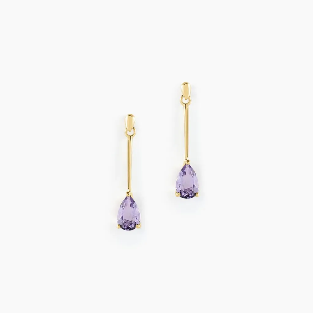 Histoire d'Or Boucles D'oreilles Pendantes Goutte Or Jaune Amethyste Online