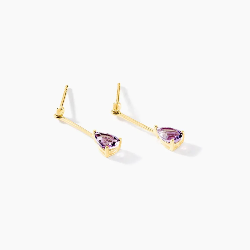 Histoire d'Or Boucles D'oreilles Pendantes Goutte Or Jaune Amethyste Online