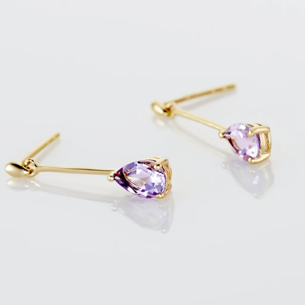 Histoire d'Or Boucles D'oreilles Pendantes Goutte Or Jaune Amethyste Online