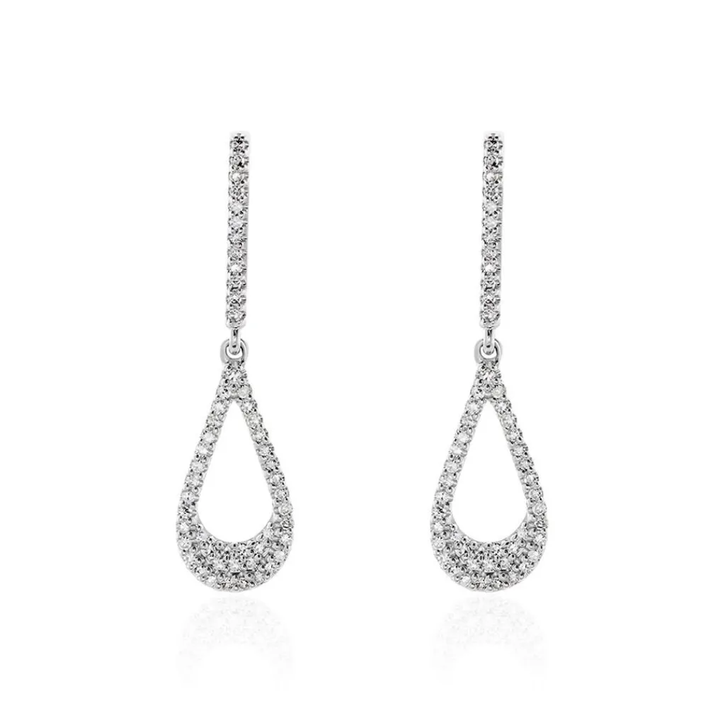 Histoire d'Or Boucles D'oreilles Pendantes Or Blanc Abilene Diamants Outlet
