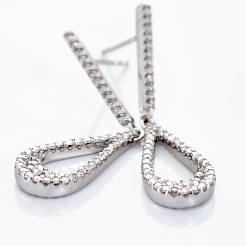 Histoire d'Or Boucles D'oreilles Pendantes Or Blanc Abilene Diamants Outlet