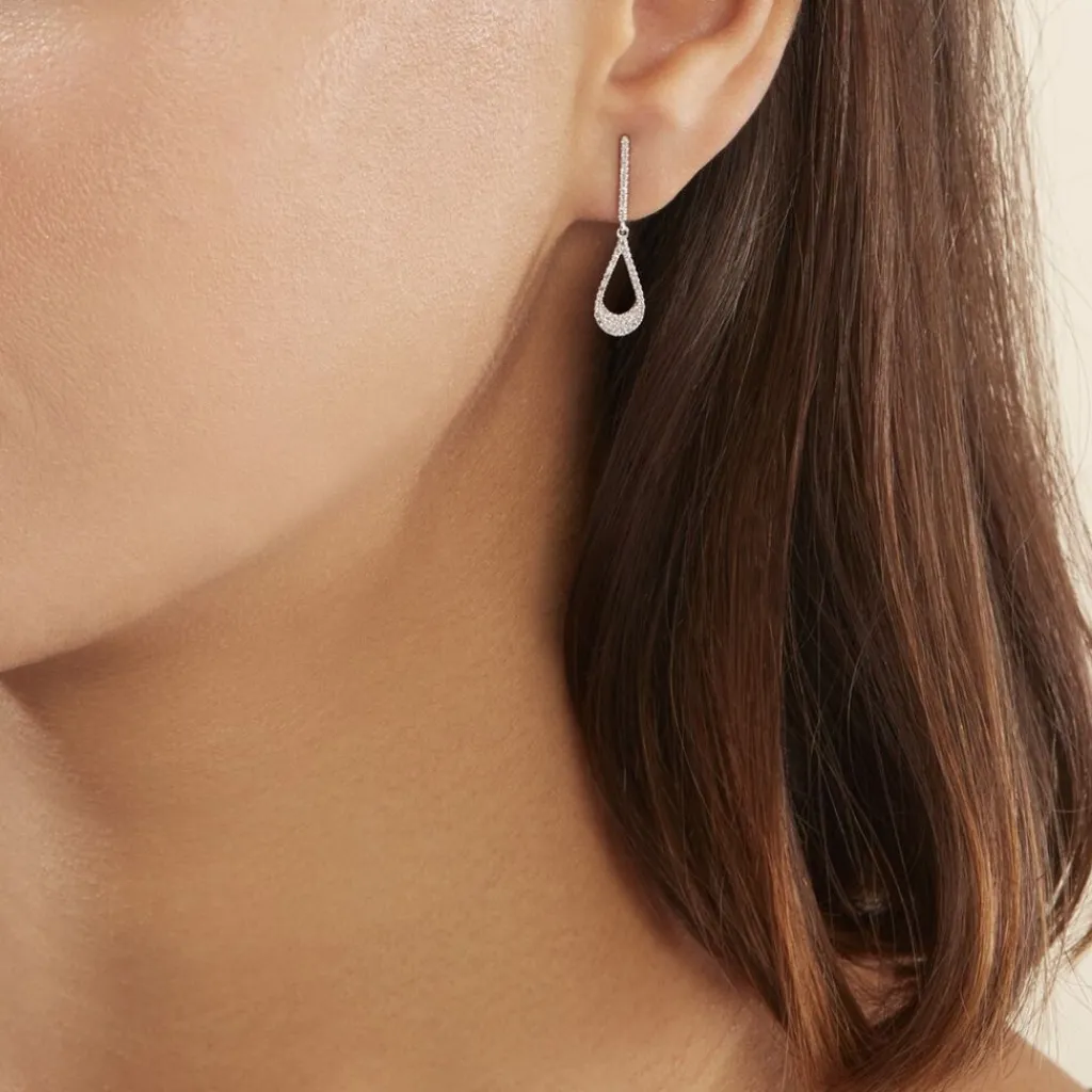 Histoire d'Or Boucles D'oreilles Pendantes Or Blanc Abilene Diamants Outlet