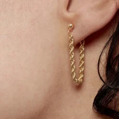 Histoire d'Or Boucles D'oreilles Pendantes Jerry Corde Or Jaune New