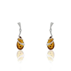 Histoire d'Or Boucles D'oreilles Pendantes Argent Blanc Melusine Ambre Sale