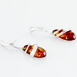 Histoire d'Or Boucles D'oreilles Pendantes Argent Blanc Melusine Ambre Sale