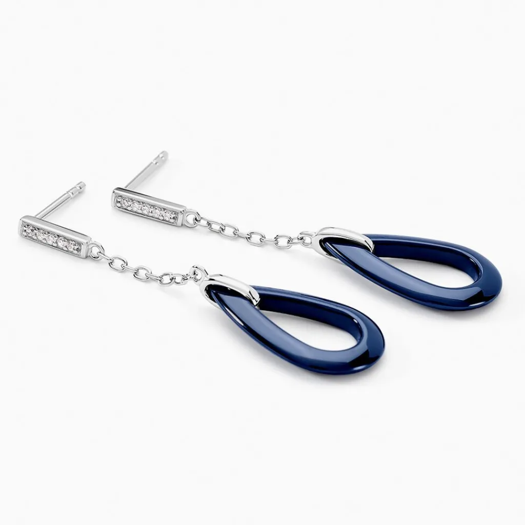 Histoire d'Or Boucles D'oreilles Pendantes Peer Argent Blanc Oxyde De Zirconium Best