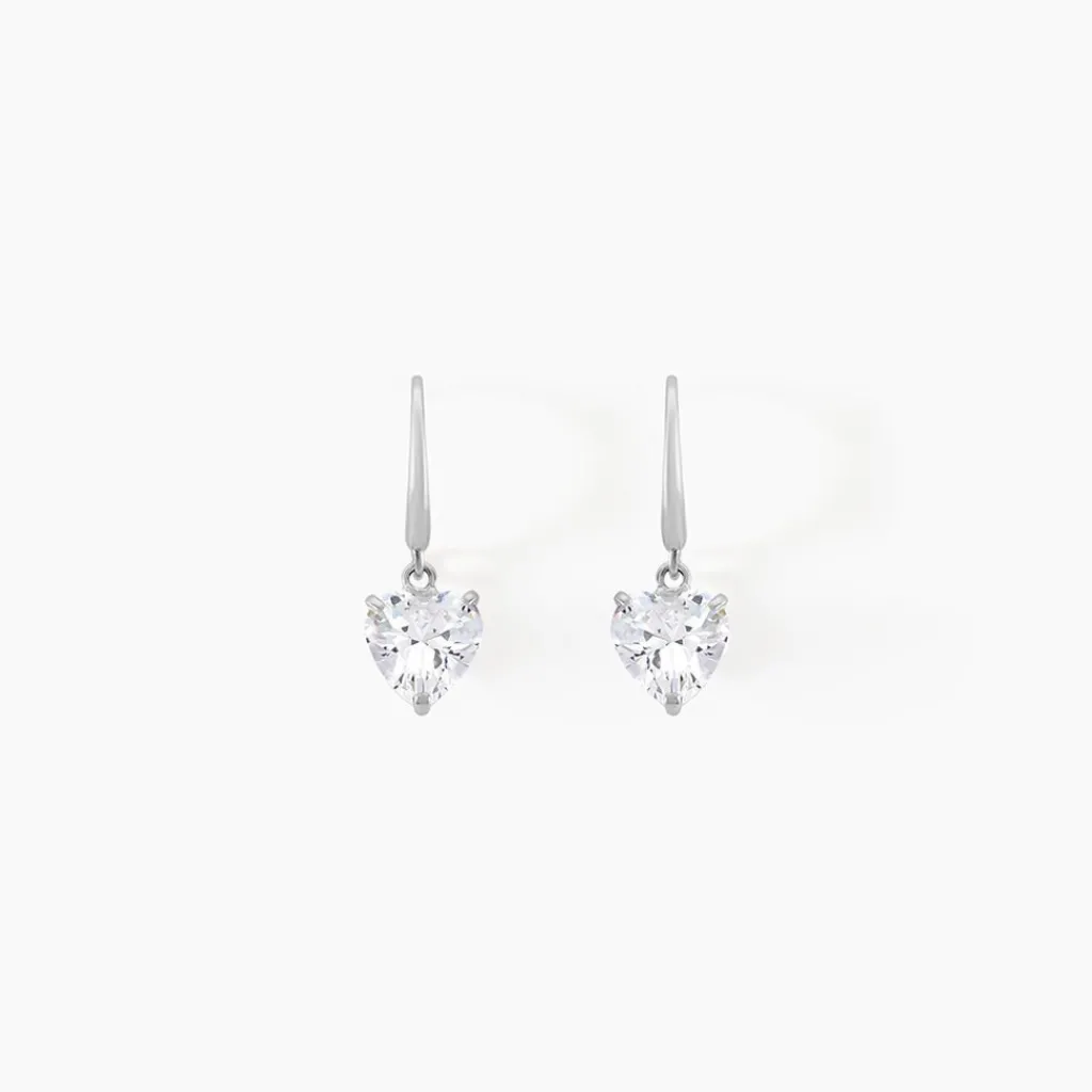 Histoire d'Or Boucles D'oreilles Pendantes Bo Coeur Pm Or Blanc Oxyde De Zirconium Clearance