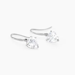 Histoire d'Or Boucles D'oreilles Pendantes Bo Coeur Pm Or Blanc Oxyde De Zirconium Clearance