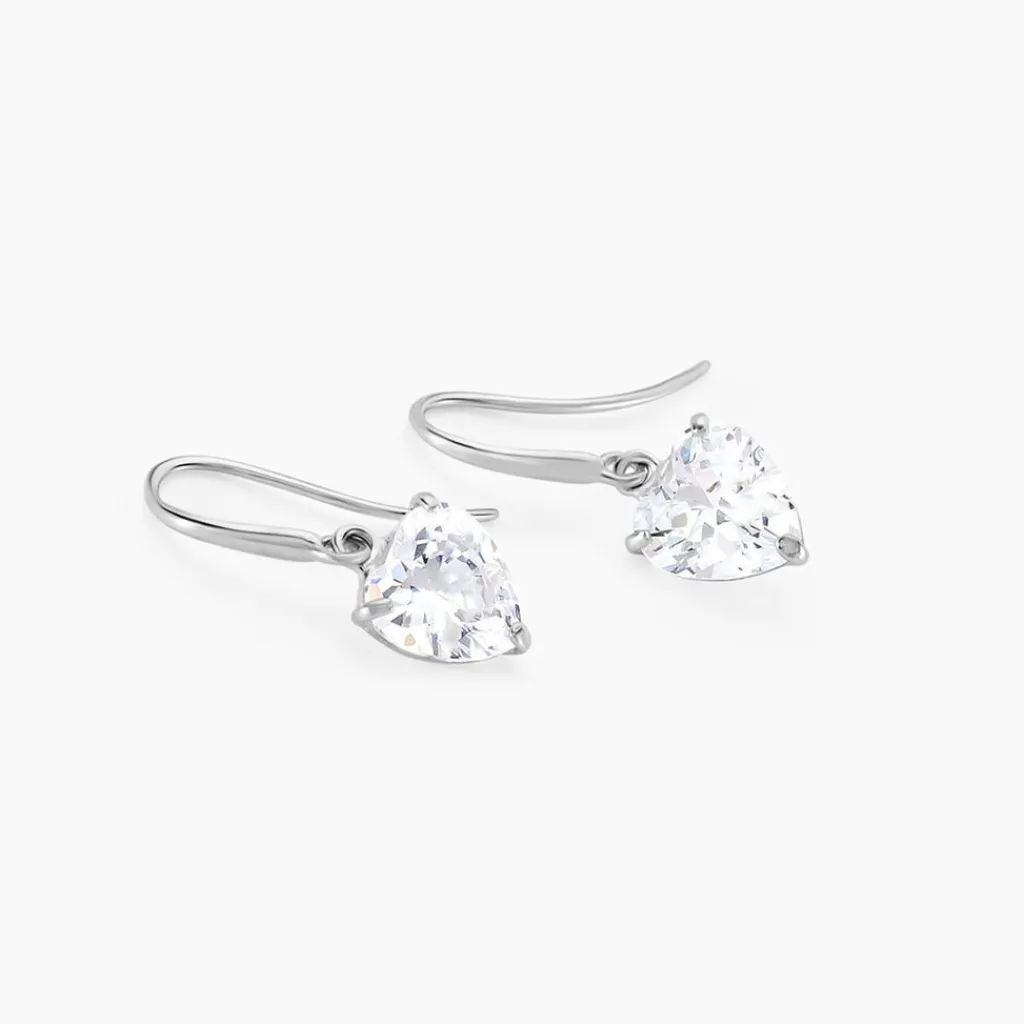 Histoire d'Or Boucles D'oreilles Pendantes Bo Coeur Pm Or Blanc Oxyde De Zirconium Clearance