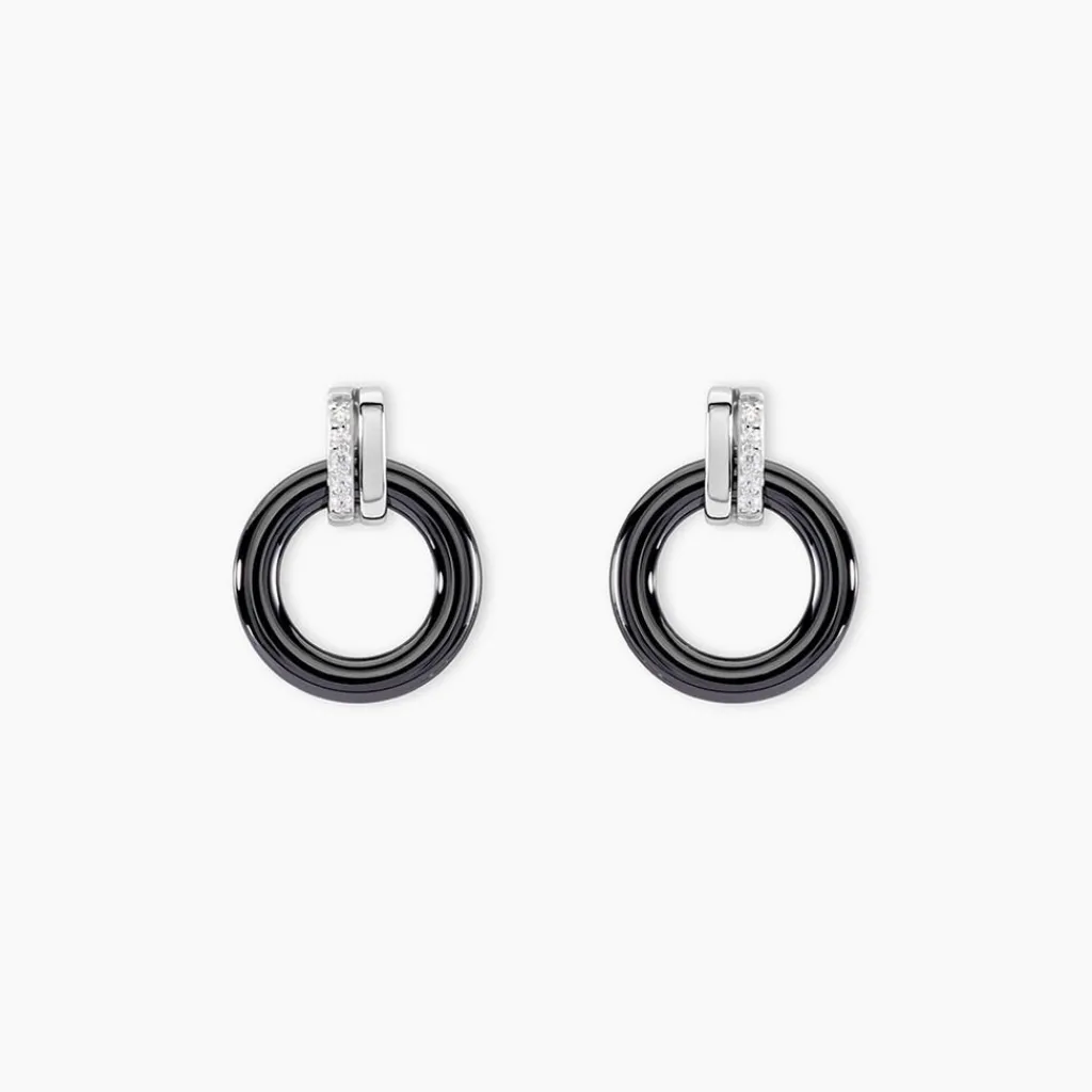 Histoire d'Or Boucles D'oreilles Pendantes Bertillianne Argent Céramique Et Oxyde New