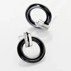 Histoire d'Or Boucles D'oreilles Pendantes Bertillianne Argent Céramique Et Oxyde New