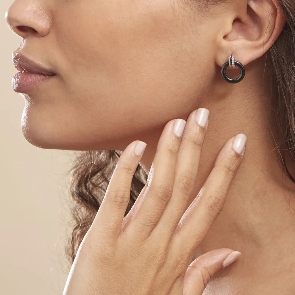 Histoire d'Or Boucles D'oreilles Pendantes Bertillianne Argent Céramique Et Oxyde New