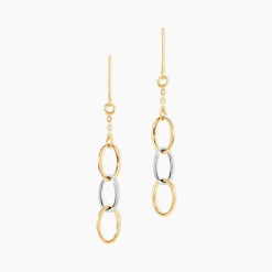 Histoire d'Or Boucles D'oreilles Pendantes Lucette Or Bicolore Hot