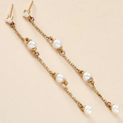 Histoire d'Or Boucles D'oreilles Pendantes Nanuk Or Jaune Oxyde Et Perle De Culture Hot