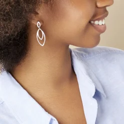 Histoire d'Or Boucles D'oreilles Pendantes Toupie Argent Blanc Clearance