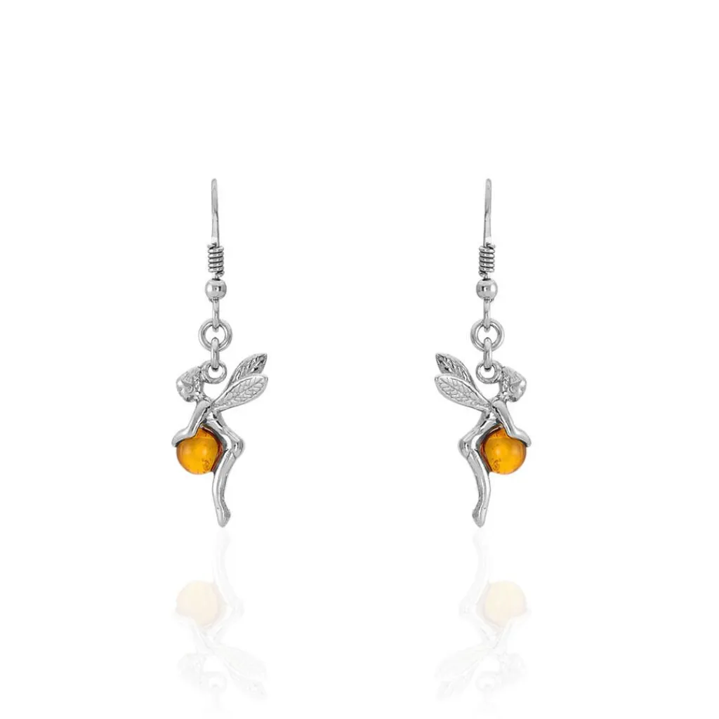 Histoire d'Or Boucles D'oreilles Pendantes Argent Blanc Abellia Ambre Best