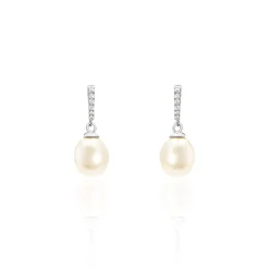 Histoire d'Or Boucles D'oreilles Pendantes Coria Argent  Perle De Culture Et Oxyde Sale