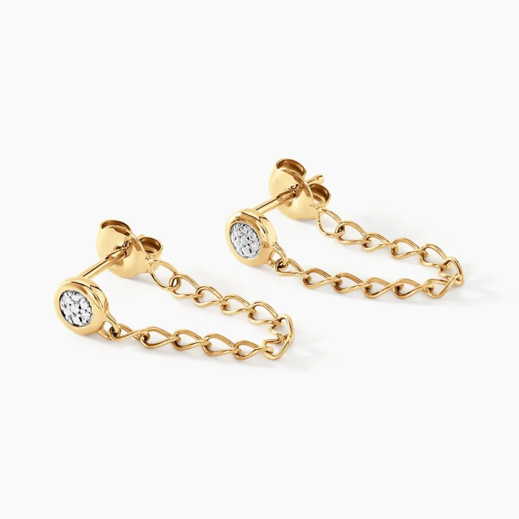 Histoire d'Or Boucles D'oreilles Pendantes Mahe Or Jaune Diamant Best