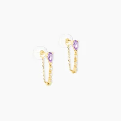 Histoire d'Or Boucles D'Oreilles Pendantes Jardin Secret Or Jaune Améthyste Oxyde De Zirconium Outlet
