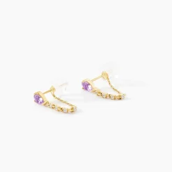 Histoire d'Or Boucles D'Oreilles Pendantes Jardin Secret Or Jaune Améthyste Oxyde De Zirconium Outlet