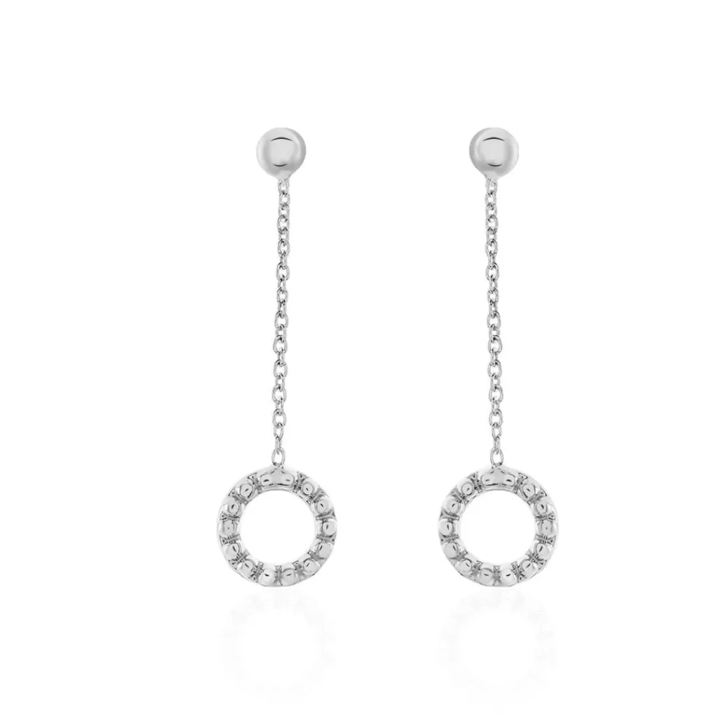Histoire d'Or Boucles D'oreilles Pendantes Peytone Argent Blanc