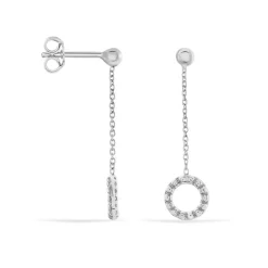 Histoire d'Or Boucles D'oreilles Pendantes Peytone Argent Blanc