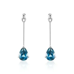 Histoire d'Or Boucles D'oreilles Pendantes Goutte or blanc topaze bleu london Clearance
