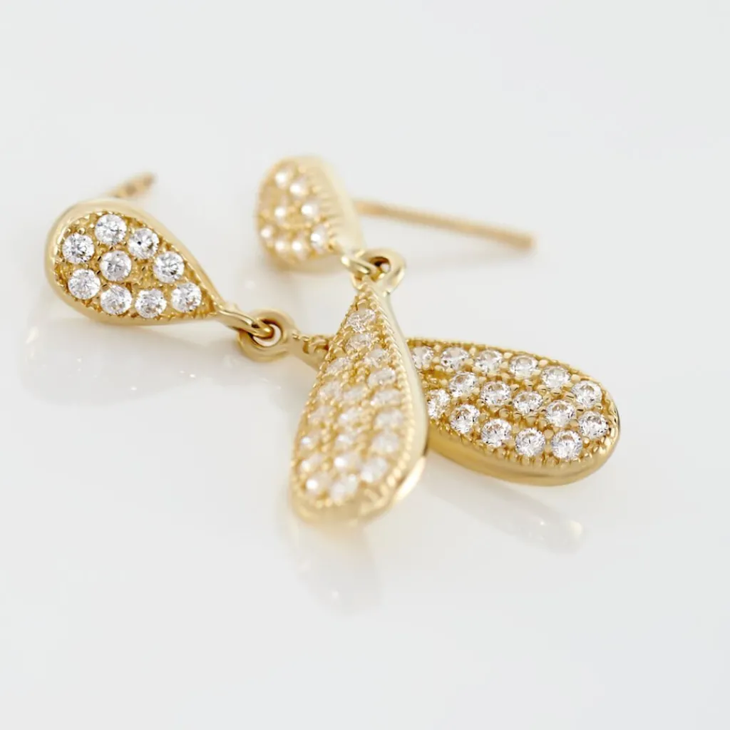 Histoire d'Or Boucles D'oreilles Pendantes Reiko Or Jaune Oxyde De Zirconium Best