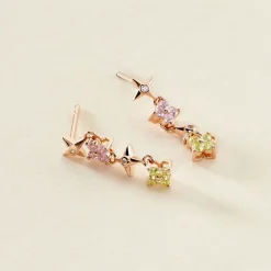 Histoire d'Or Boucles D'oreilles Pendantes Nimbe Argent Rose Oxyde De Zirconium argent rose oxyde rose