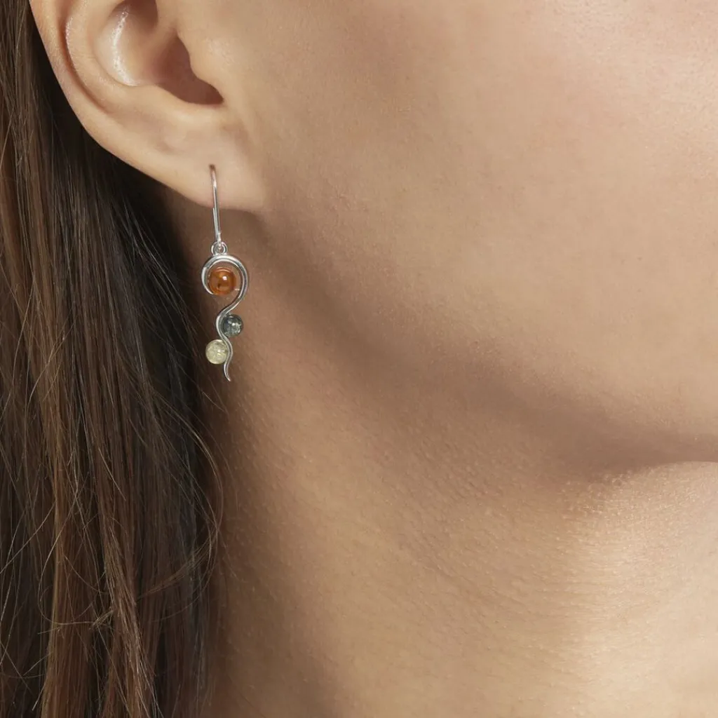 Histoire d'Or Boucles D'oreilles Pendantes Murriel Argent Blanc Ambre Outlet