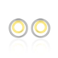 Histoire d'Or Boucles D'oreilles Pendantes Berangere Double Cercles Or Bicolore Clearance